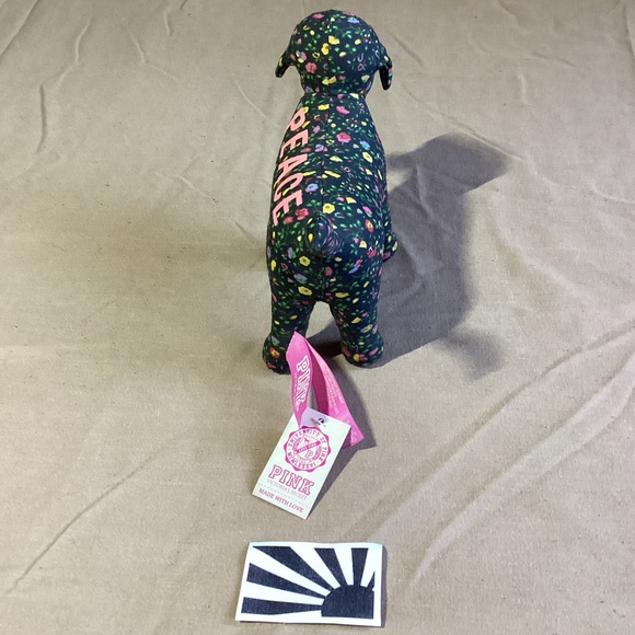 PINK Victoria's Secret Floral "PEACE" Dog Plush - Picture 5 of 7